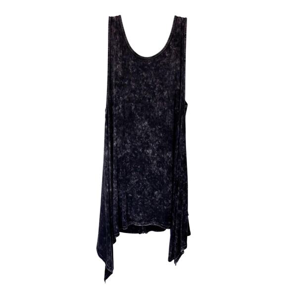 POL Wms L Sleeveless Gray Black Full Back Zip Top Laser Cutout Grunge Moto - Picture 1 of 15